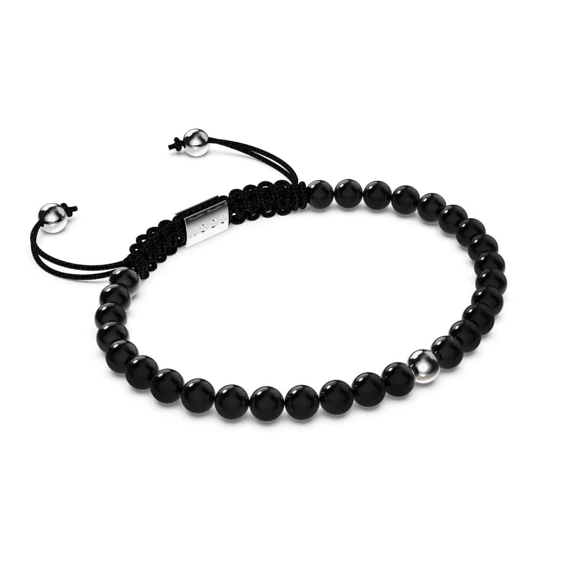 Onyx | 925er Sterlingsilber | Makramee-Armband mit Fokus-Edelstein